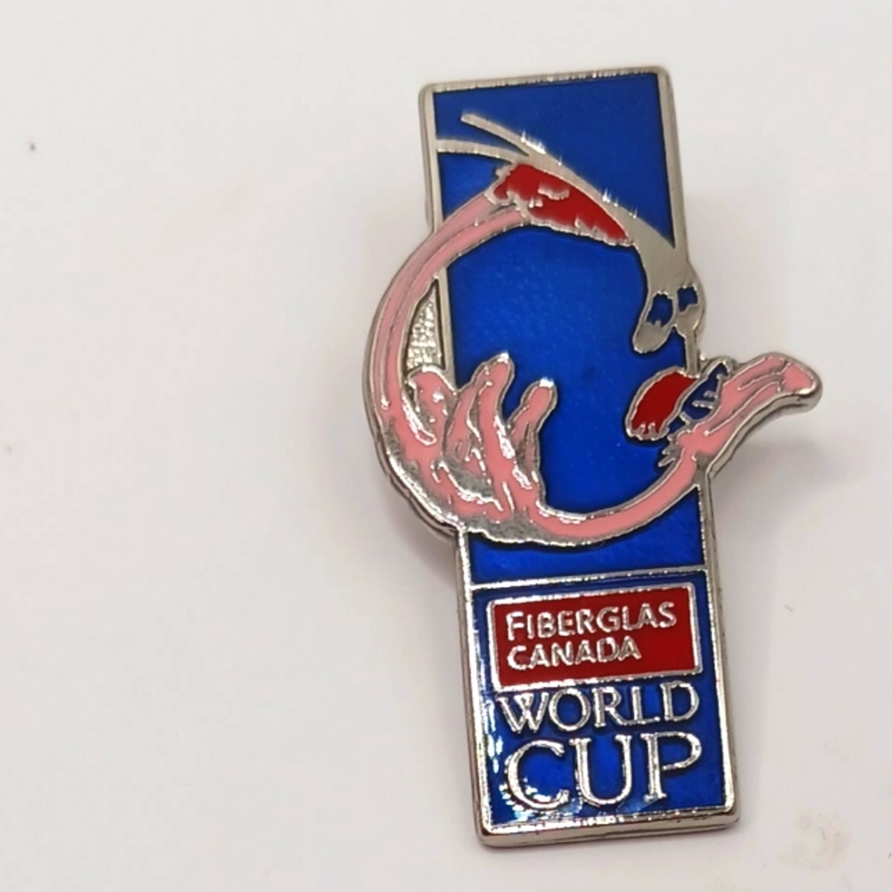 Canadian World Cup Vintage Lapel Pin Fiberglass Canada